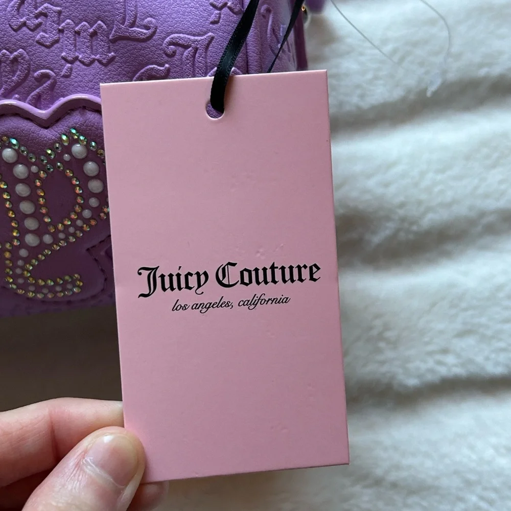 Juicy Couture String of Pearls Roll Bag Violet Tulle Debossed Y2K Coquette Retro